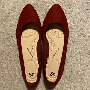 Wine Colored Pointed Toe Flats
